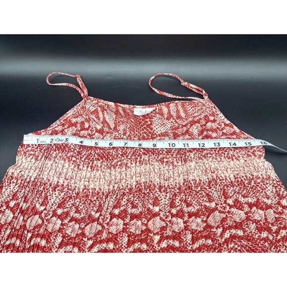 Parker Brand Women’s Red Patterned Spaghetti Strap Tiered Lined Mini Dress Sz M - Picture 10 of 10